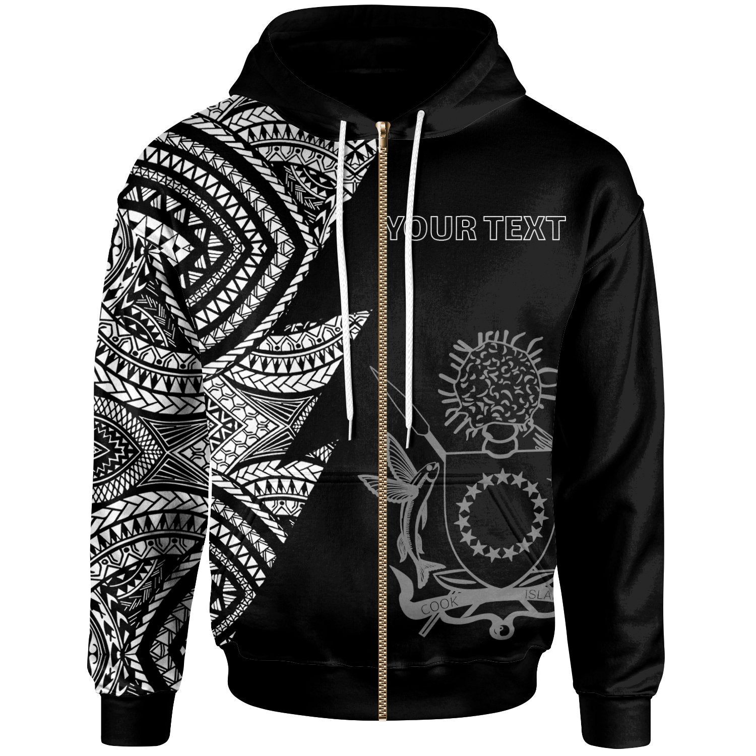 Cook Islands Custom Personalized Zip up Hoodie Flash Style White Unisex White - Polynesian Pride