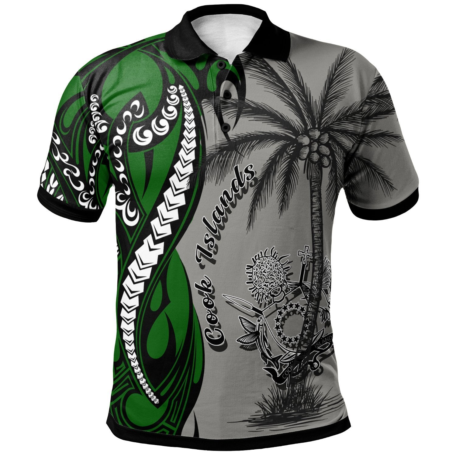 Cook Islands Polo Shirt Classical Coconut Tree Unisex Gray - Polynesian Pride