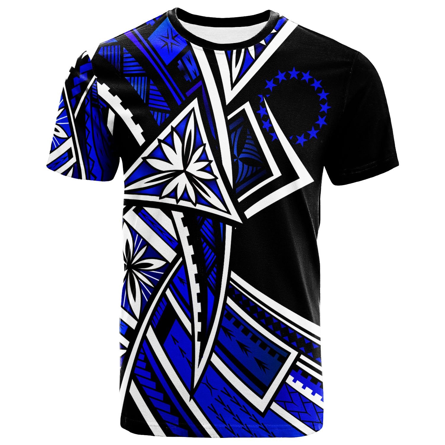 Cook Islands T Shirt Tribal Flower Special Pattern Blue Color Unisex Blue - Polynesian Pride