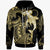 Cook Island Zip up Hoodie Hammerhead Shark Tribal Pattern Unisex Gold - Polynesian Pride