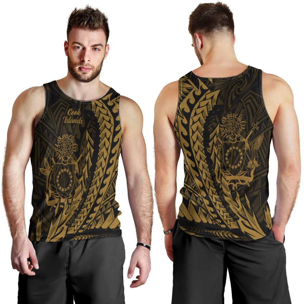 Cook Islands Men's Tank Top - Wings Style Black - Polynesian Pride