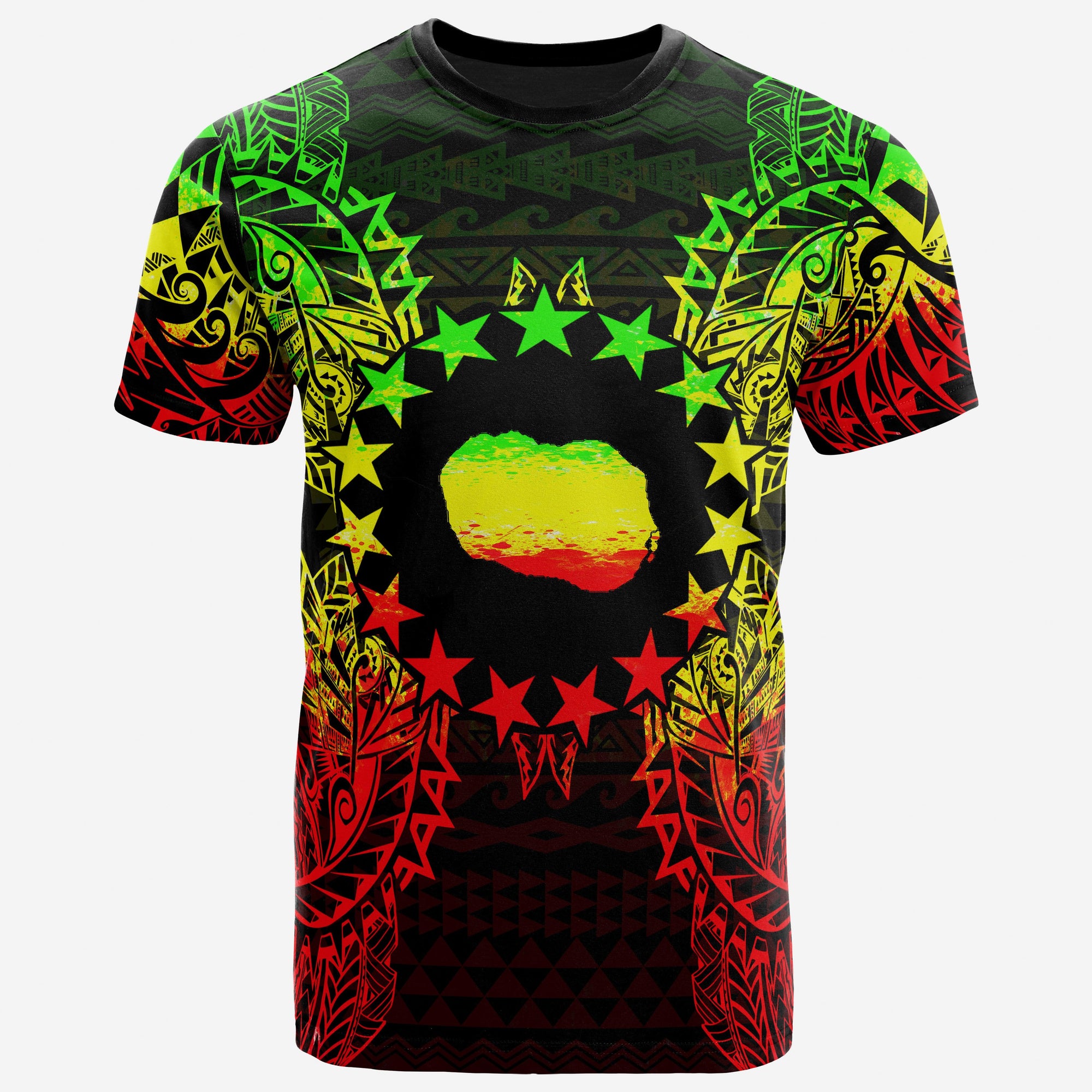 Cook Islands Polynesian T Shirt Cook Islands Flag Map Polynesian Tattoo Reggae Unisex Reggae - Polynesian Pride