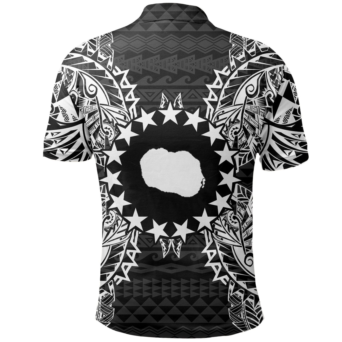 Cook Islands Polo Shirt Kuki Airani Flag Map Polynesian Tattoo Black - Polynesian Pride