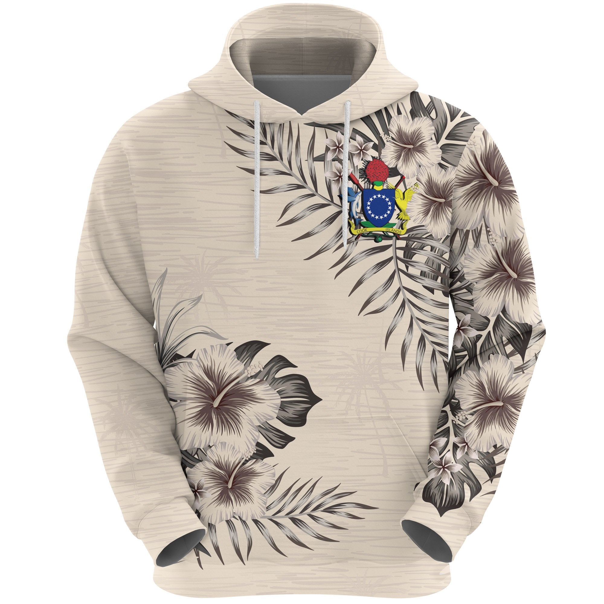 Cook Islands Hoodie The Beige Hibiscus Unisex Beige - Polynesian Pride