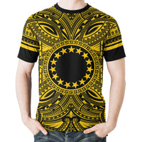 Cook Islands T Shirt Polynesian Coat of Arms Polynesian Gold Black - Polynesian Pride