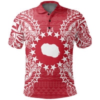 Cook Islands Polo Shirt Kuki Airani Flag Map Polynesian Tattoo Red White Unisex Red - Polynesian Pride