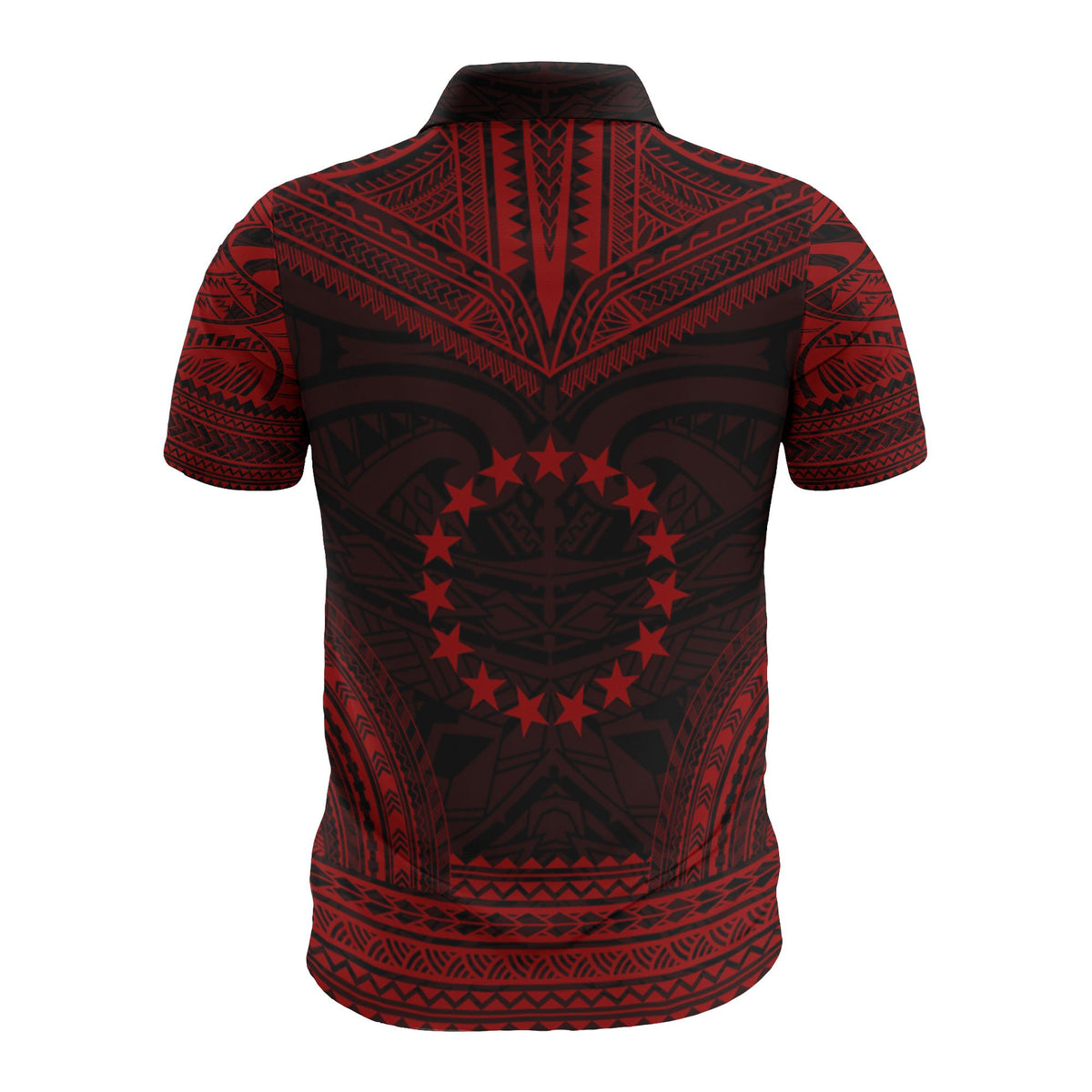 Cook Islands Custom Polo Shirt Cook Islands FLag Polynesian Chief Tattoo Red Version - Polynesian Pride