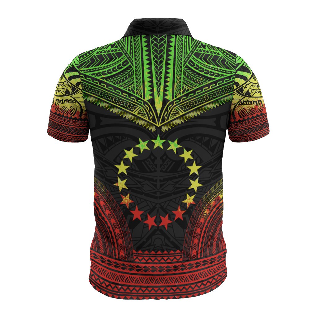 Cook Islands Polo Shirt Kuki Airani Flag Polynesian Chief Tattoo Reggae Version - Polynesian Pride