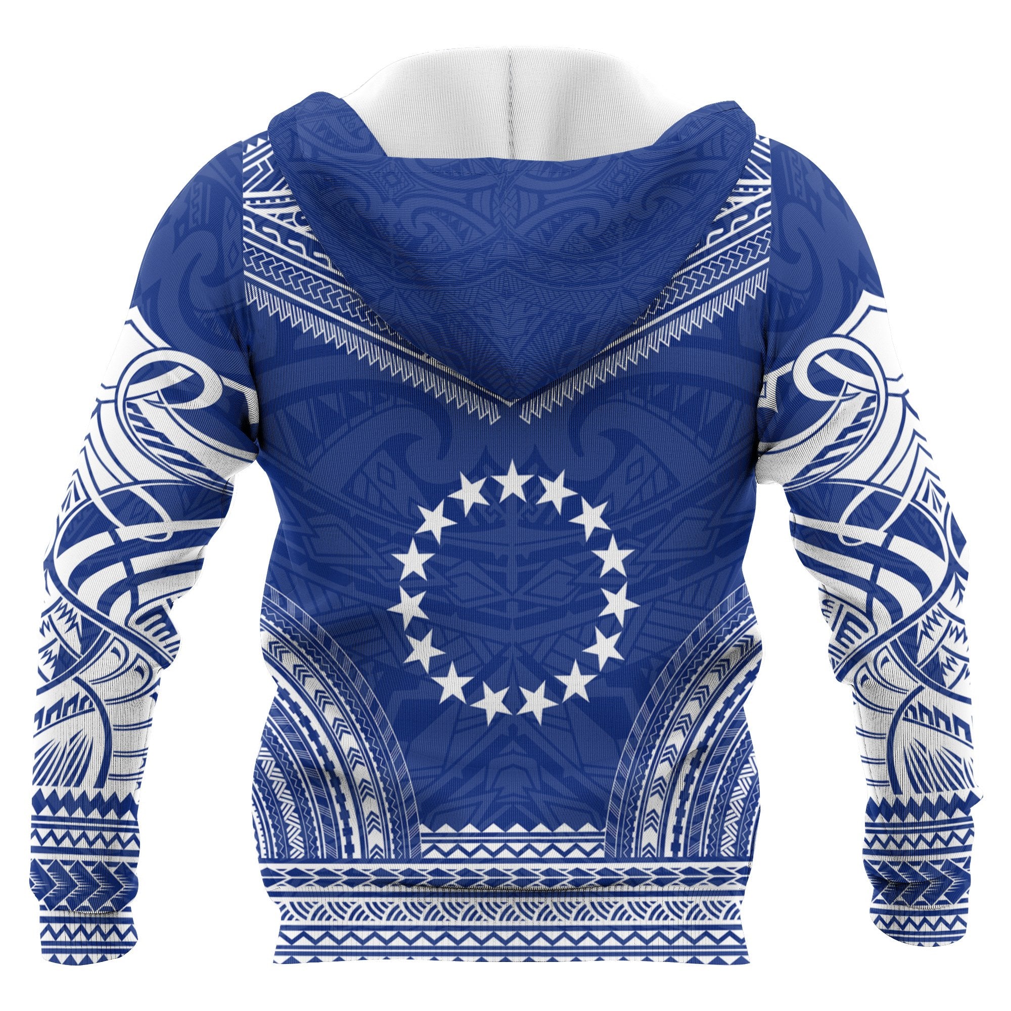 Cook Islands Polynesian Chief Custom Hoodie Flag Version Unisex Blue - Polynesian Pride