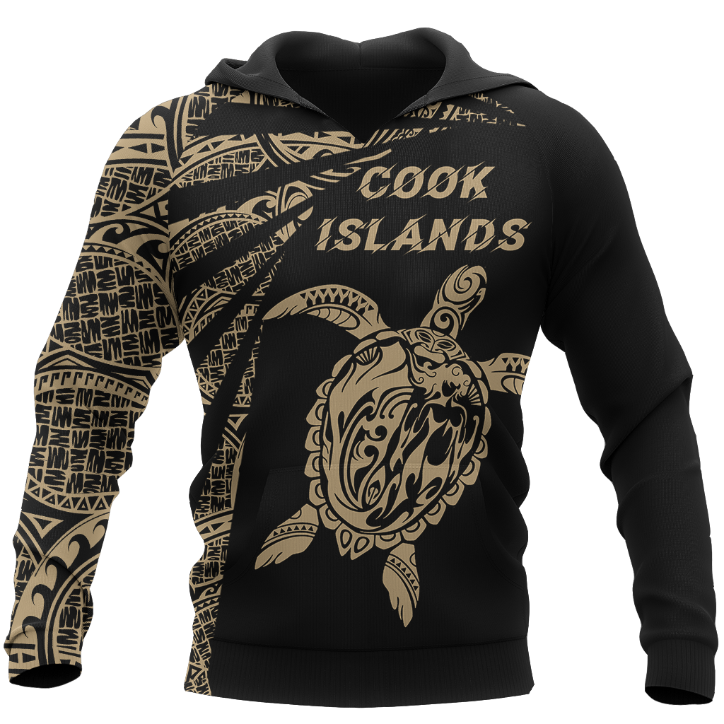 Cook Islands Hoodie Turtle Mermaid Gold Tornado Unisex Gold - Polynesian Pride