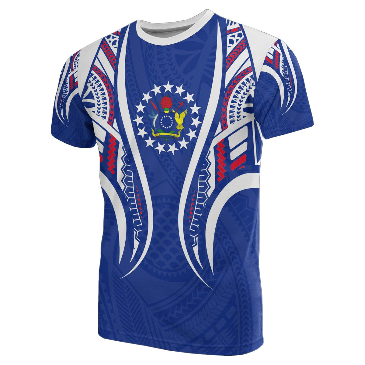 Cook Island T Shirt Cook Island Coat of Arms Polynesian Stylized Unisex Blue - Polynesian Pride