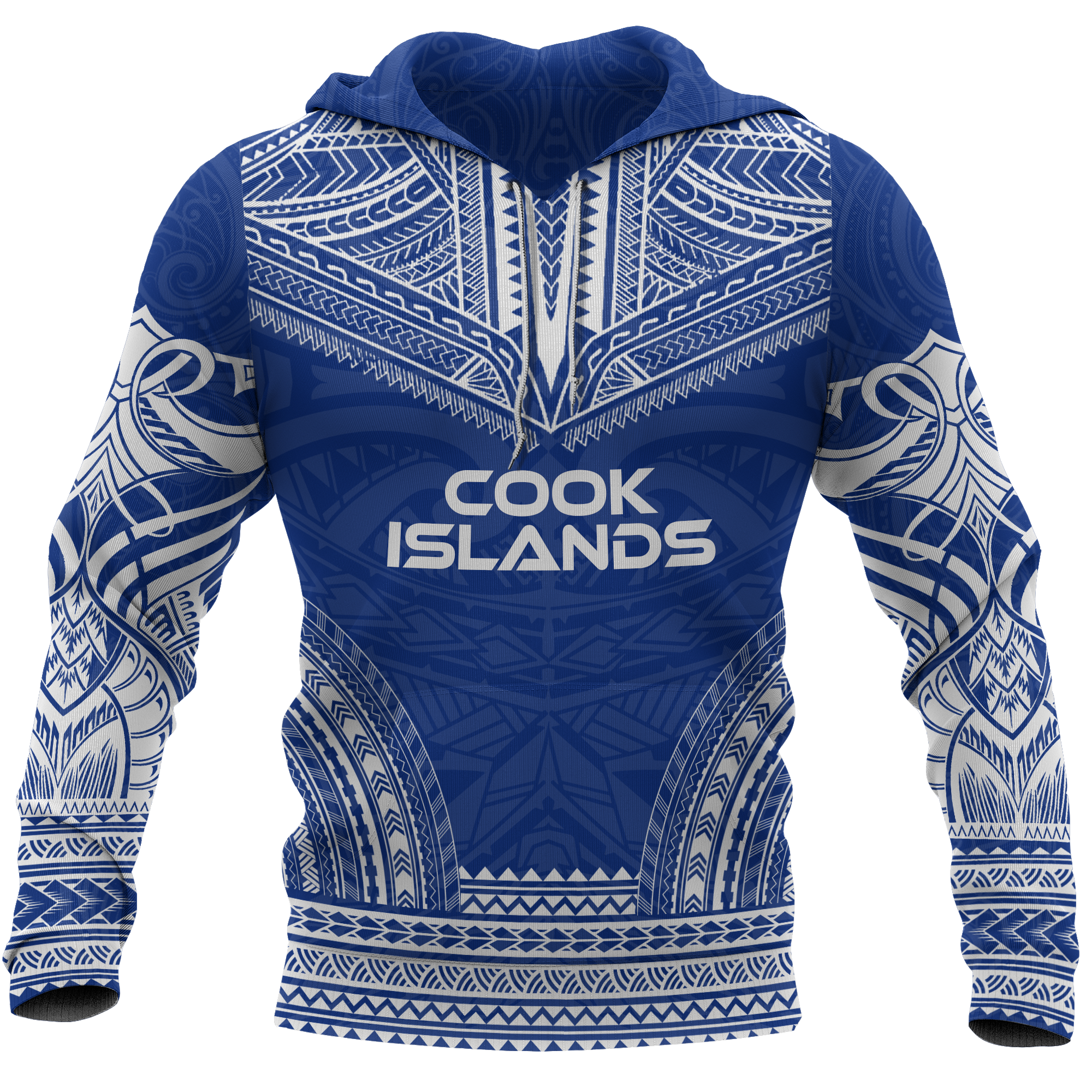 Cook Islands Polynesian Chief Hoodie Unisex Blue - Polynesian Pride