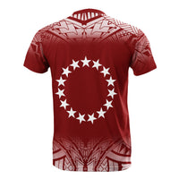 Cook Islands All Over T Shirt Fog Red - Polynesian Pride