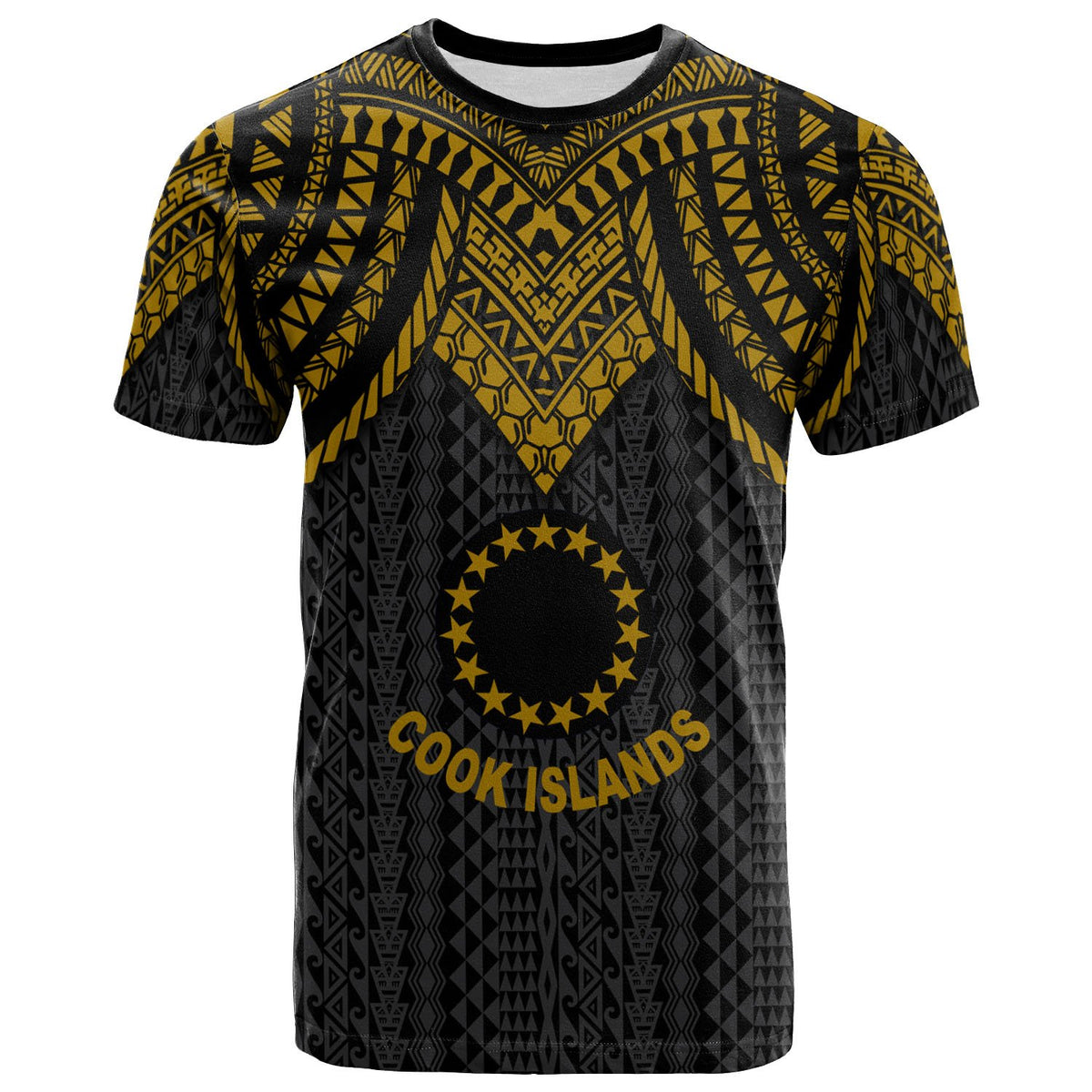 Cook Islands T Shirt Polynesian Armor Style Gold Unisex Art - Polynesian Pride