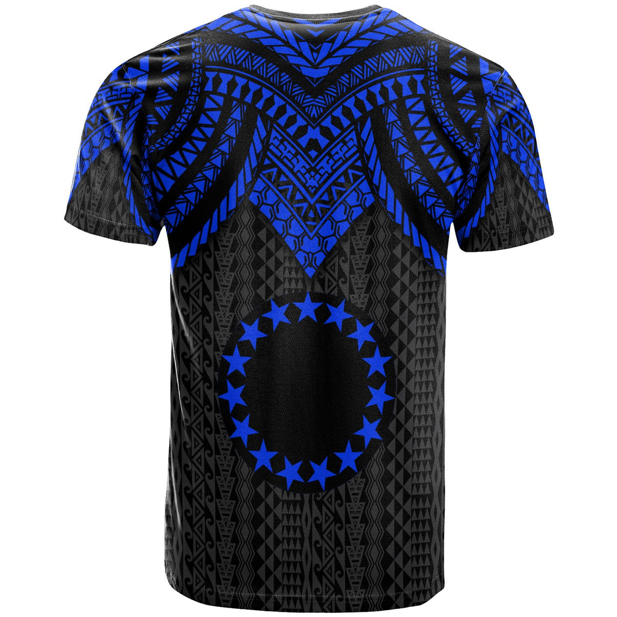 Cook Islands Custom T Shirt Polynesian Armor Style Blue - Polynesian Pride