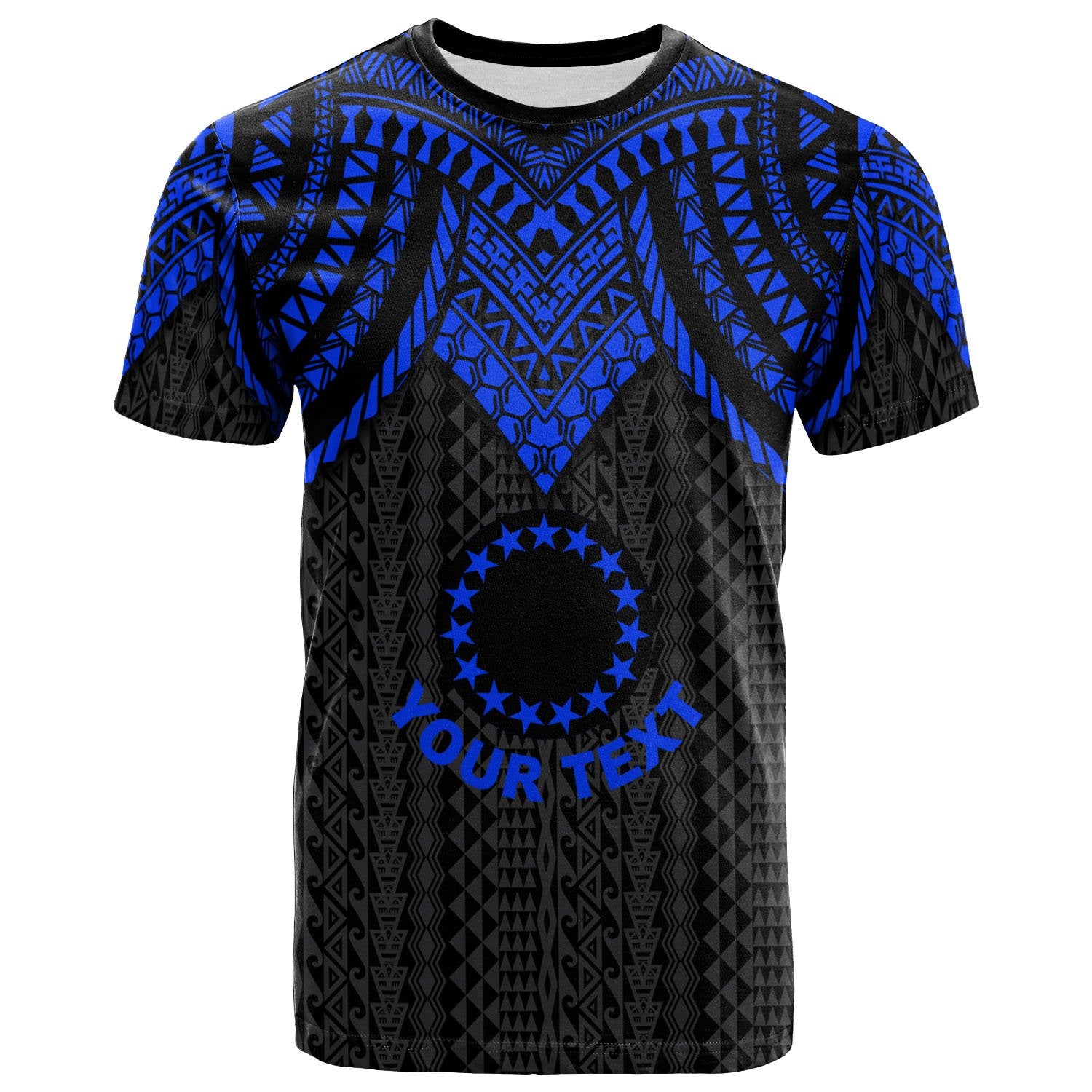 Cook Islands Custom T Shirt Polynesian Armor Style Blue Unisex Blue - Polynesian Pride