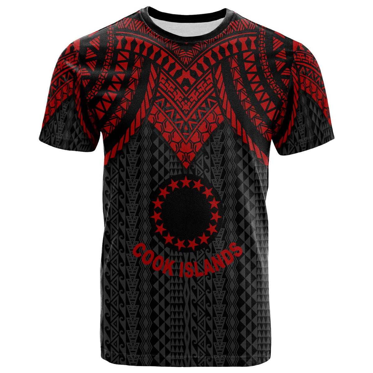 Cook Islands T Shirt Polynesian Armor Style Red Unisex Red - Polynesian Pride