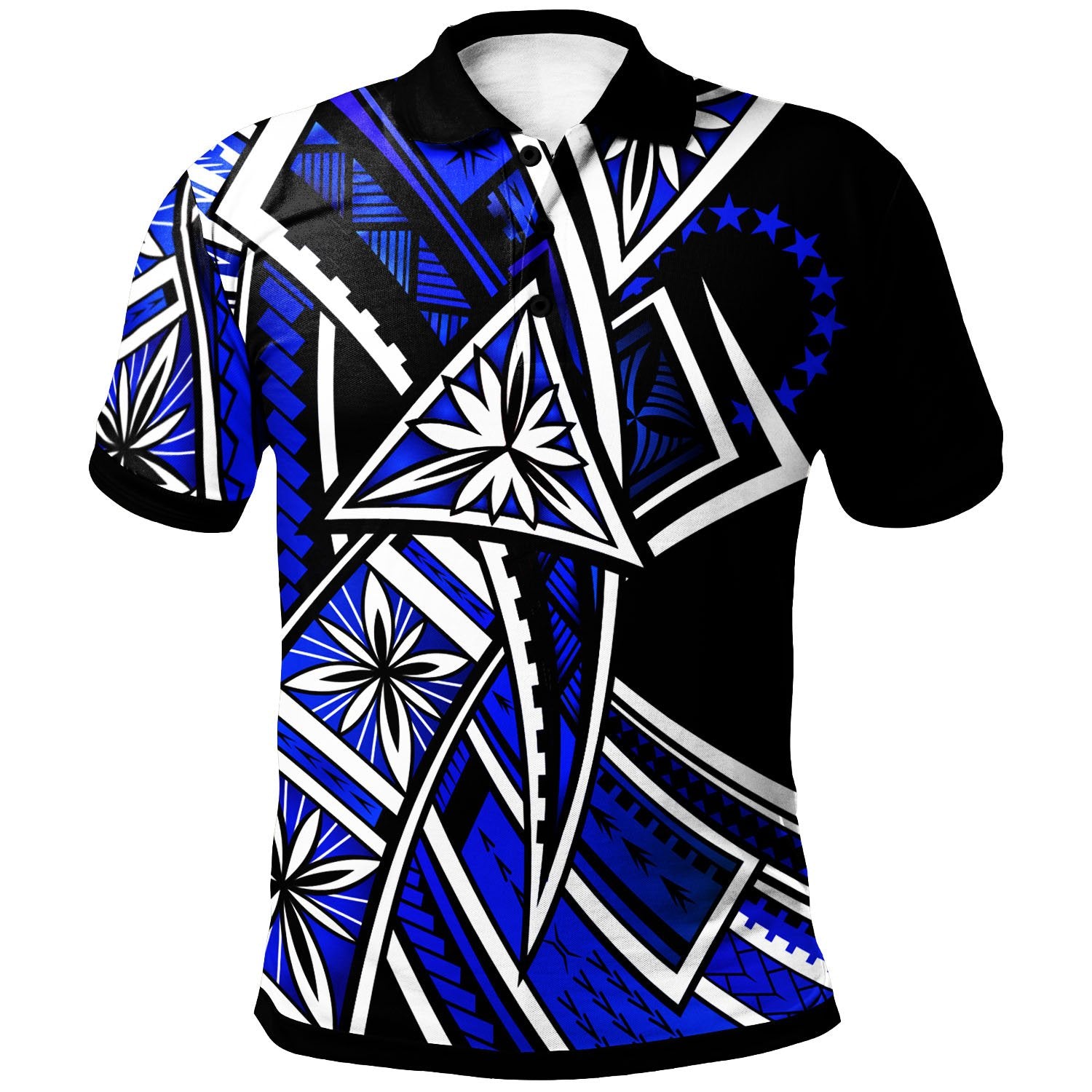 Cook Islands Polo Shirt Tribal Flower Special Pattern Blue Color Unisex Blue - Polynesian Pride