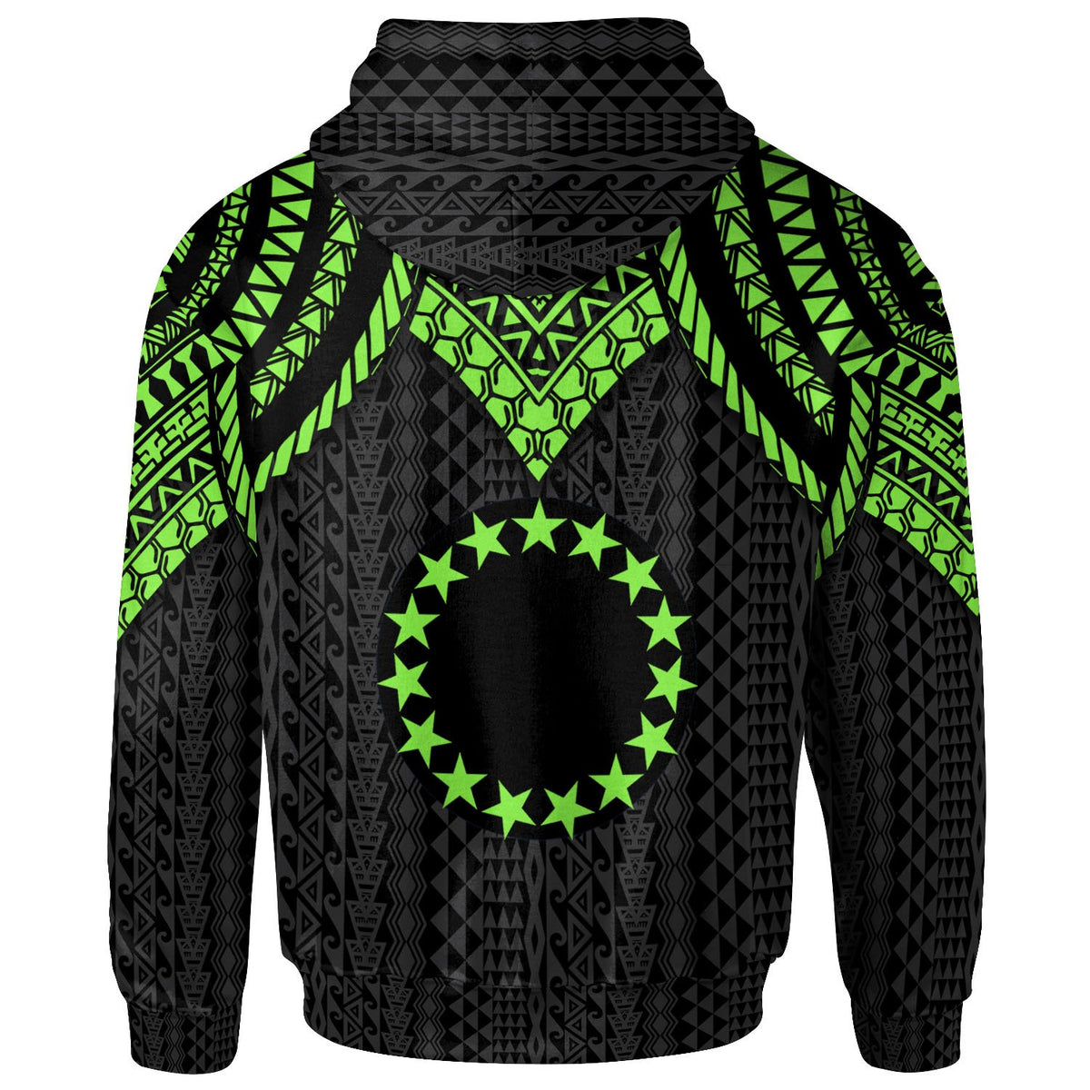 Cook islands Custom Hoodie Polynesian Armor Style Green - Polynesian Pride