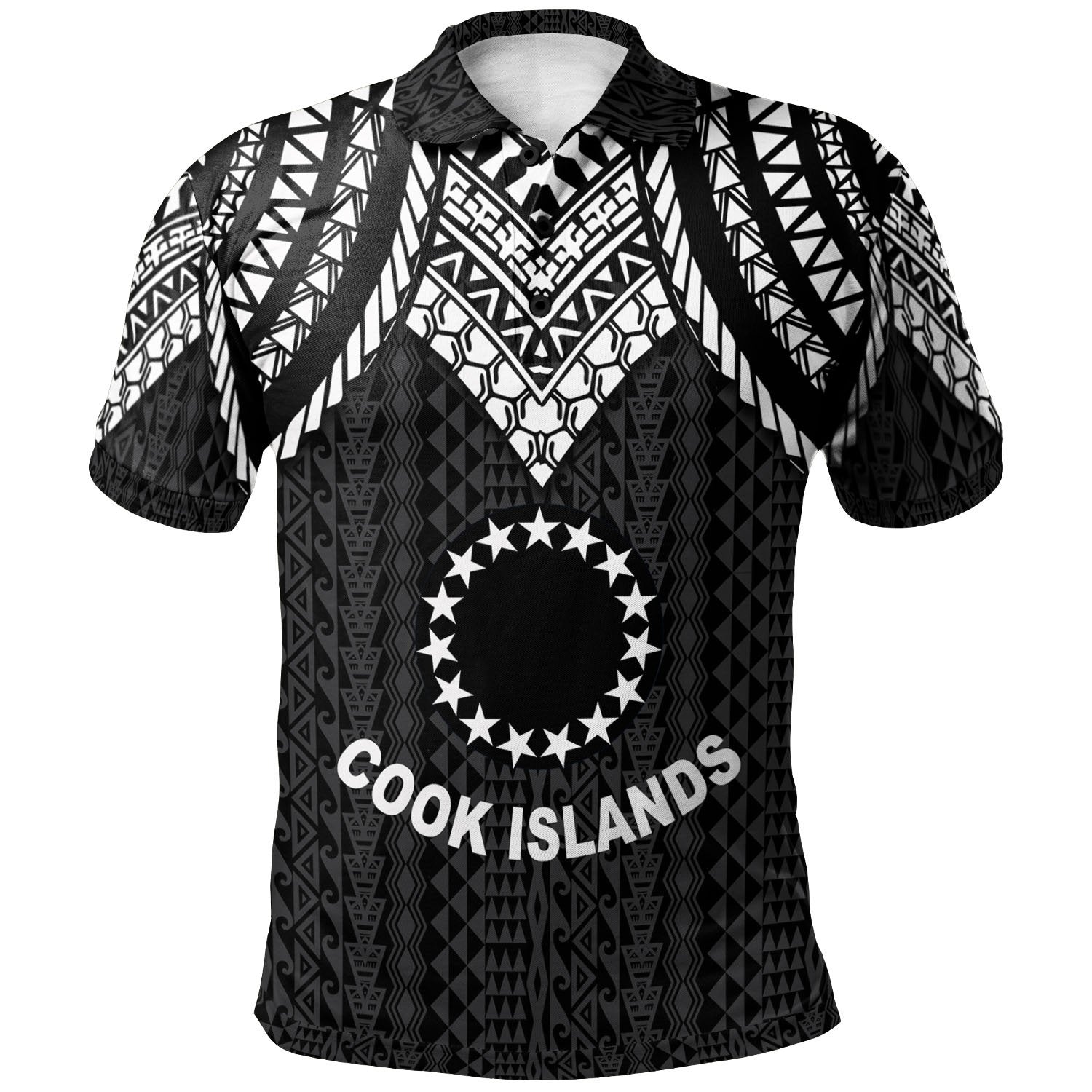 Cook islands Polo Shirt Polynesian Armor Style Black Unisex Black - Polynesian Pride