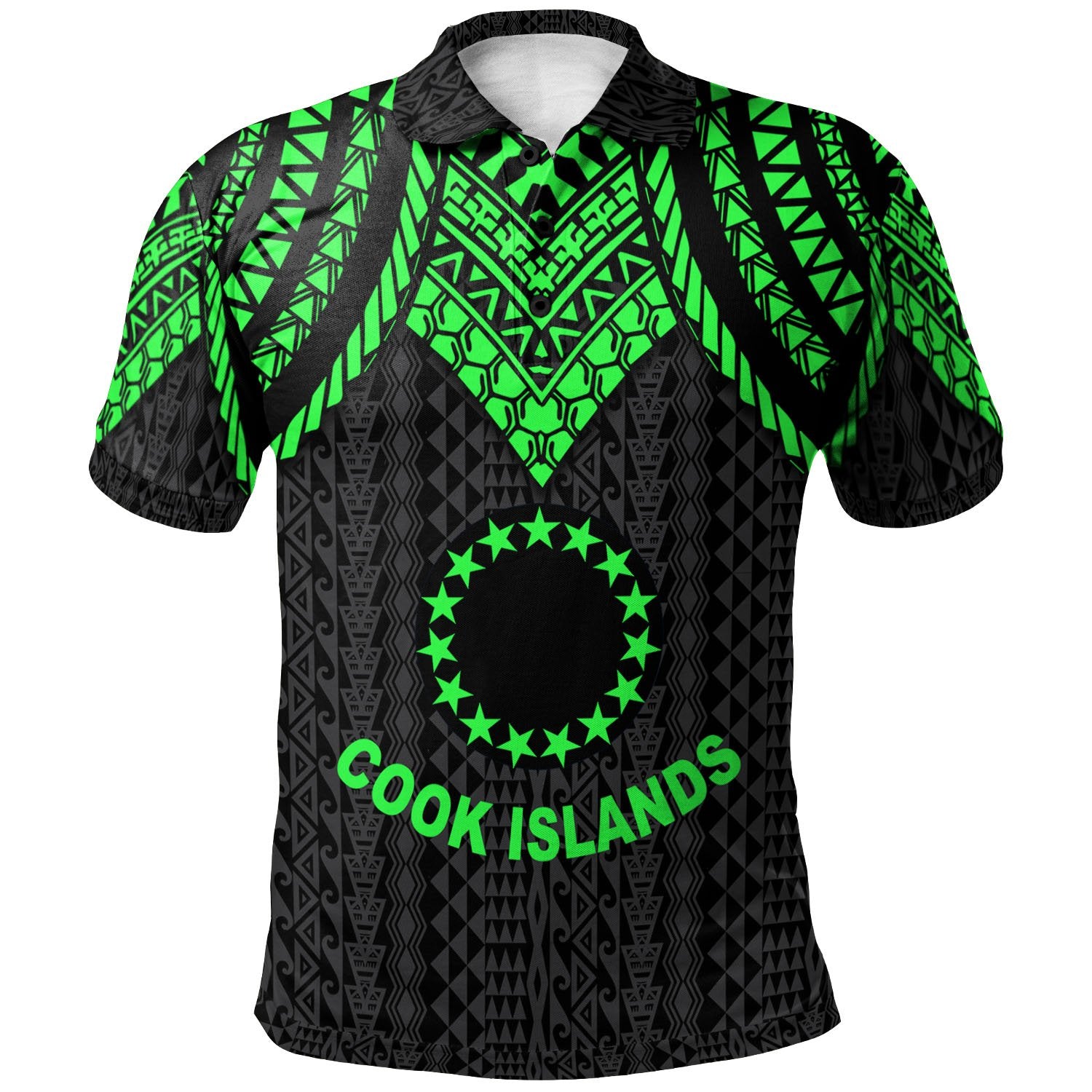 Cook islands Polo Shirt Polynesian Armor Style Green Unisex Green - Polynesian Pride