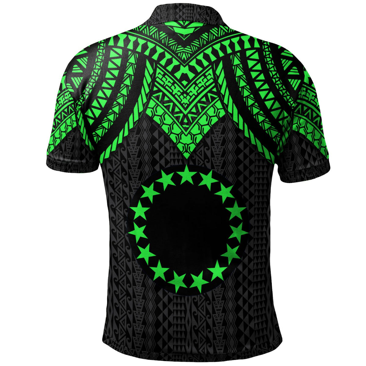Cook islands Polo Shirt Polynesian Armor Style Green - Polynesian Pride