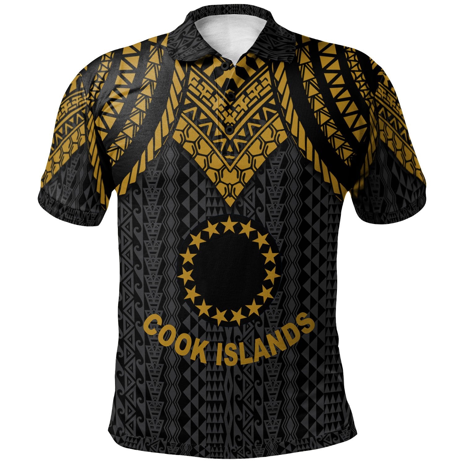 Cook islands Polo Shirt Polynesian Armor Style Gold Unisex Gold - Polynesian Pride