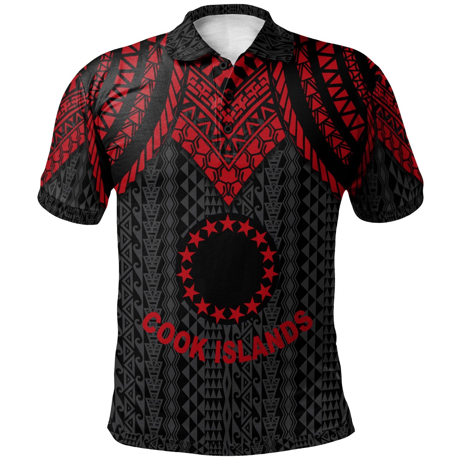 Cook islands Polo Shirt Polynesian Armor Style Red Unisex Red - Polynesian Pride