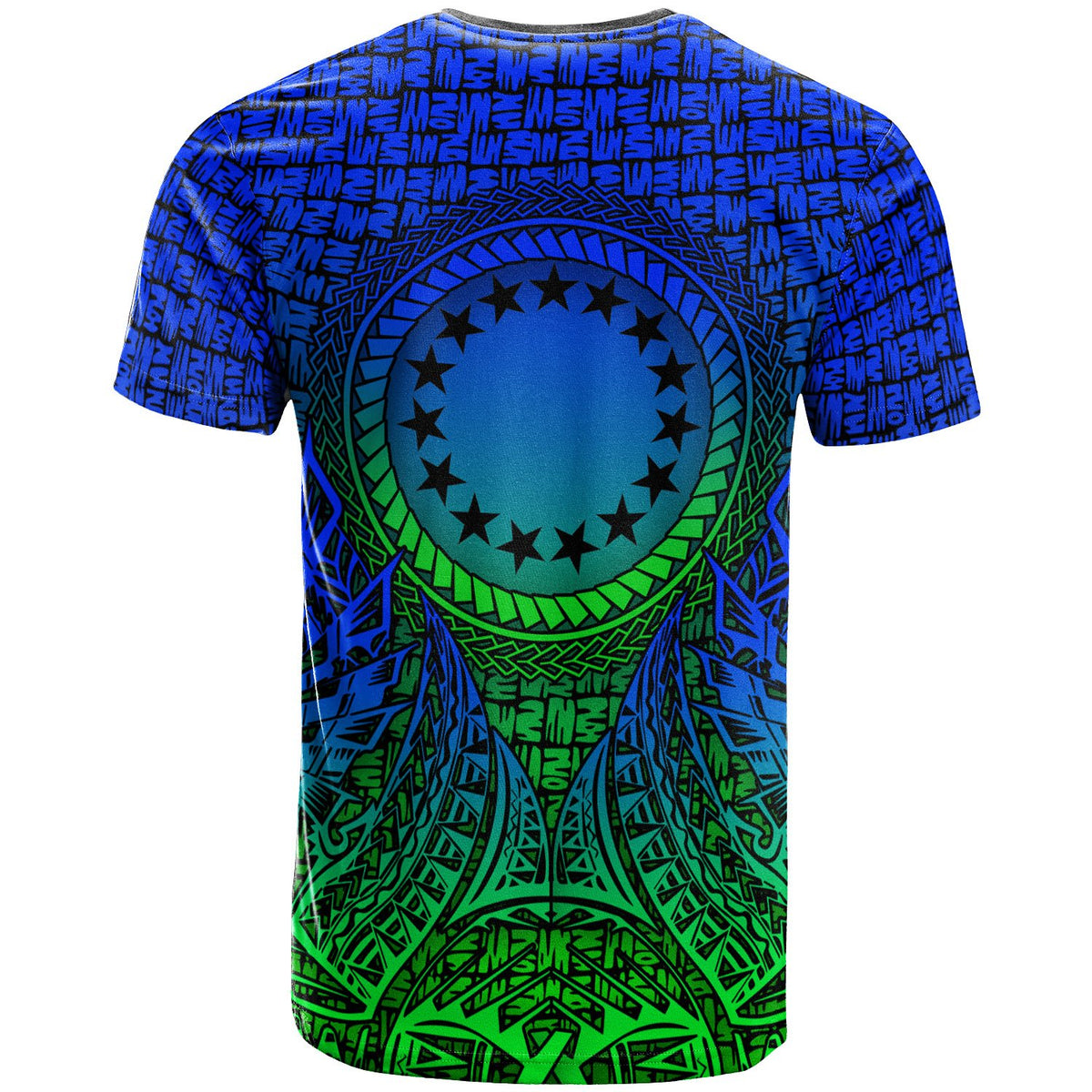 Cook islands T Shirt Circle Pattern Blue - Polynesian Pride