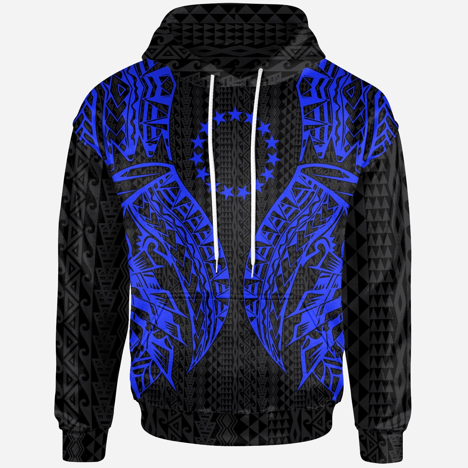 Cook islands Hoodie Polynesian Lion Head Blue Style Unisex Blue - Polynesian Pride