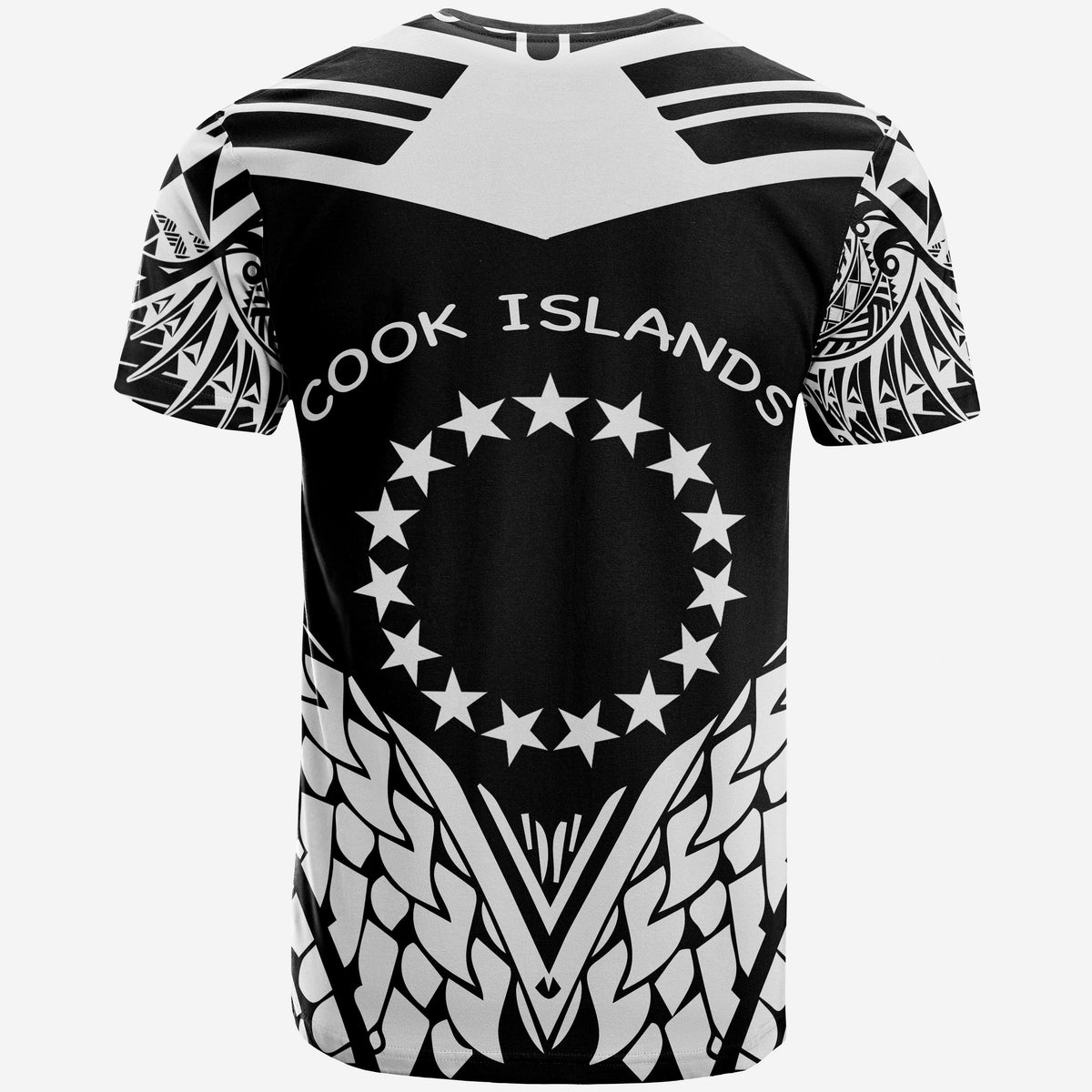 Cook Islands T Shirt Unique Eagle Feather Texture BlackWhite - Polynesian Pride
