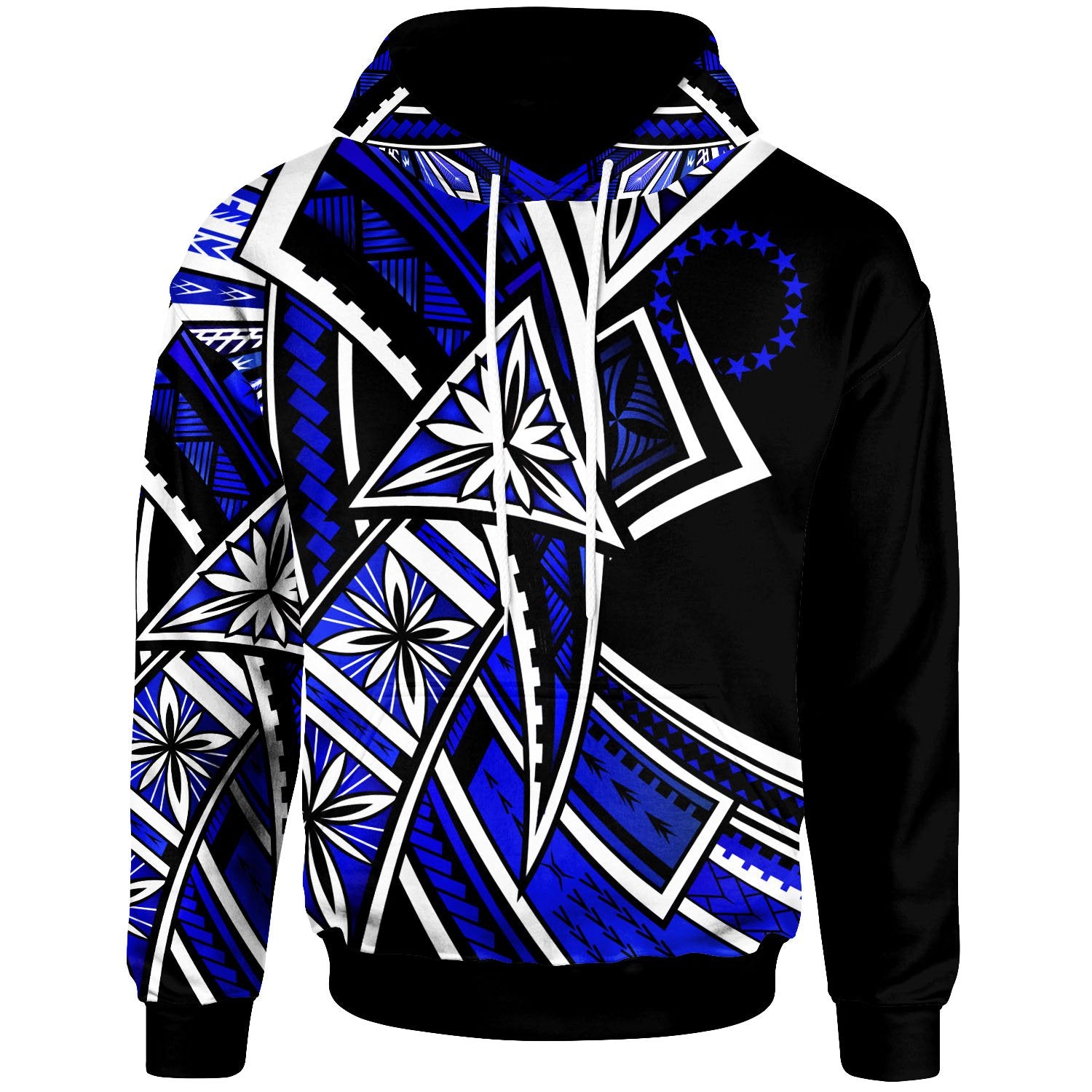 Cook Islands Hoodie Tribal Flower Special Pattern Blue Color Unisex Blue - Polynesian Pride