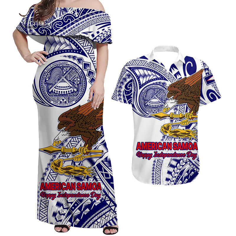 American Samoa Independence Day Matching Dress and Hawaiian Shirt Simple Style LT9 White - Polynesian Pride