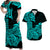 Hawaii Kakau Matching Dress and Hawaiian Shirt Polynesian Flower Tribal Aqua Version LT9 Aqua - Polynesian Pride