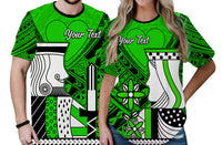 Custom Polynesian Valentine Couple T Shirt Queen and King Heart Green Version LT9 No Men - Polynesian Pride