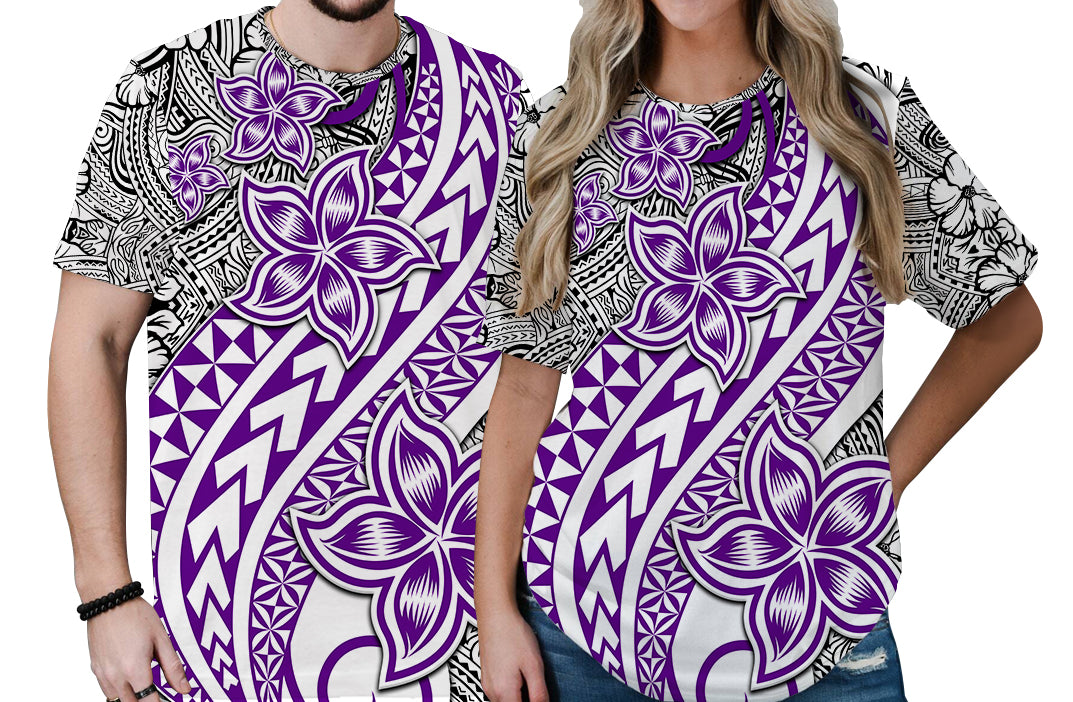 Traditional Polynesian Tribal Tattoo Retro Couple T Shirt Purple LT9 No Men - Polynesian Pride