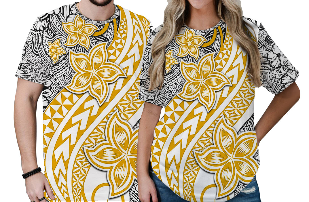 Traditional Polynesian Tribal Tattoo Retro Couple T Shirt Yellow LT9 No Men - Polynesian Pride