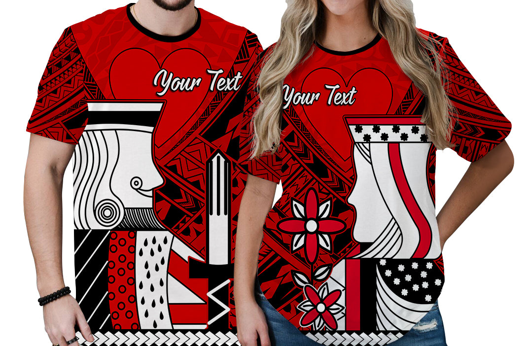 Custom Polynesian Valentine Couple T Shirt Queen and King Heart LT9 - Polynesian Pride