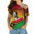 Vanuatu Father Lini Quote Cross Shoulder Shirt Flag Style - Black LT7 Female Art - Polynesian Pride