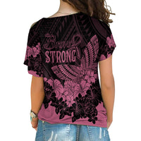 Hawaii Kanaka Breast Cancer Awareness Cross Shoulder Shirt Floral Butterfly LT7 - Polynesian Pride