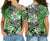 (Custom Personalised) Hawaii Cross Shoulder Shirt Tribal Plumeria With Polynesian Turtle Ver.01 LT14 Female Green - Polynesian Pride