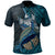 Fiji Polo Shirt Custom Viti Seal With Blue Whale Unisex Black - Polynesian Pride