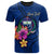 Samoa Polynesian Custom T Shirt Floral With Seal Blue Unisex Blue - Polynesian Pride