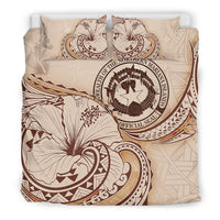 Northern Mariana Islands Bedding Set - Hibiscus Flower Vintage Style - Polynesian Pride