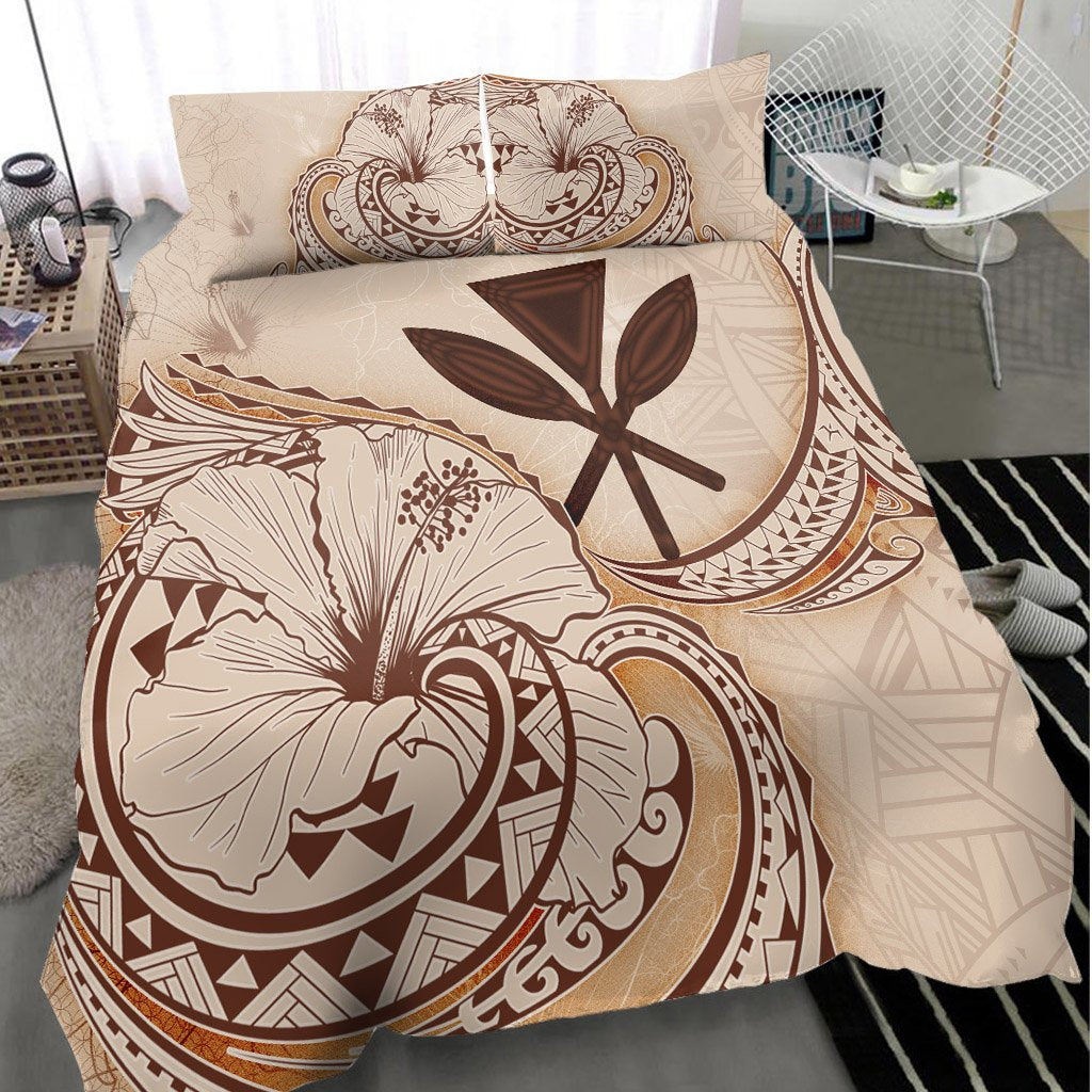 Hawaii Kanaka Maoli Bedding Set - Hibiscus Flower Vintage Style - Polynesian Pride