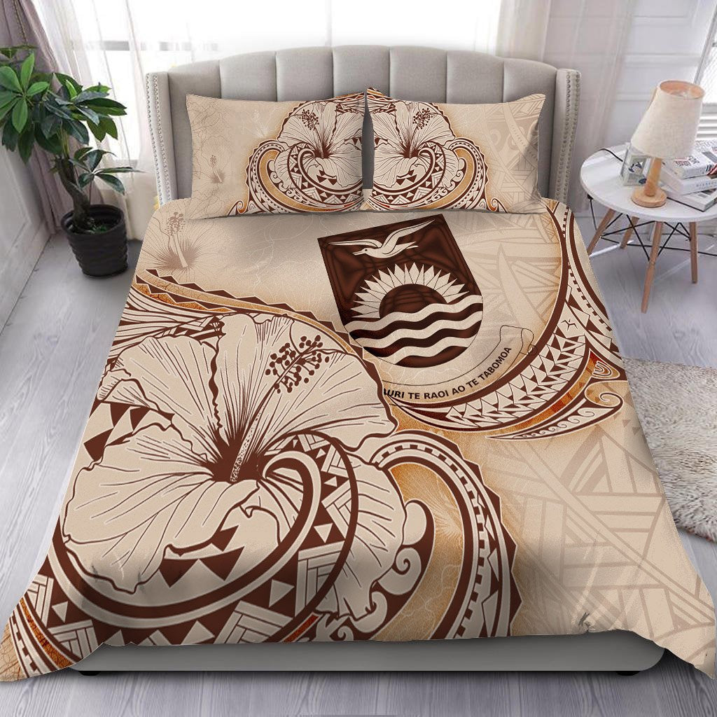 Kiribati Bedding Set - Hibiscus Flower Vintage Style Nude - Polynesian Pride