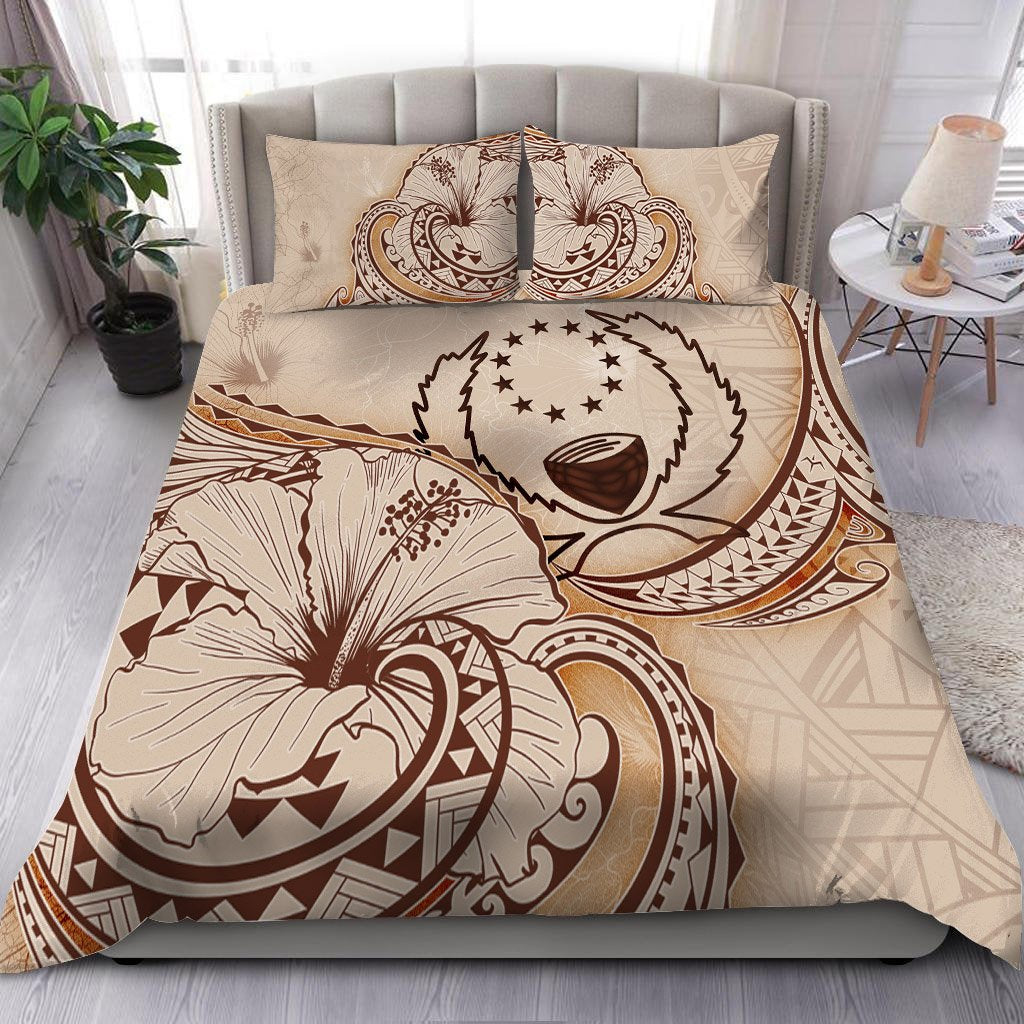 Pohnpei Bedding Set - Hibiscus Flower Vintage Style Nude - Polynesian Pride