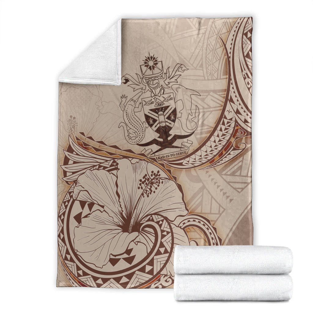 Solomon Islands Premium Blanket - Hibiscus Flowers Vintage Style - Polynesian Pride