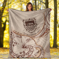 Tuvalu Premium Blanket - Hibiscus Flowers Vintage Style - Polynesian Pride