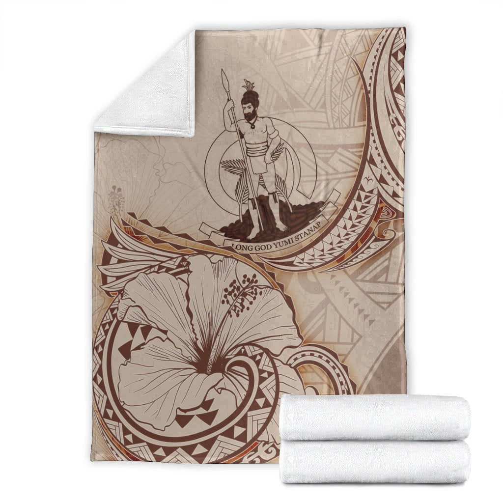 Vanuatu Premium Blanket - Hibiscus Flowers Vintage Style - Polynesian Pride